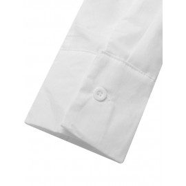 Women Solid Bowknot Button Front Casual Long Sleeve Shirt Women Solid Bowknot Button Front Casual Long Sleeve Shirt