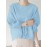 Women Solid Crew Neck High-Low Hem Cotton Blouse