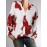 Women Floral Print V-Neck Button Front 3/4 Sleeve Shirt
