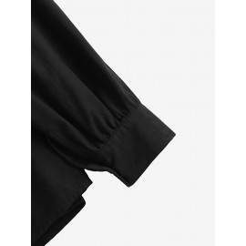 Women Plain Half Button Casual Long Sleeve Blouse Women Plain Half Button Casual Long Sleeve Blouse