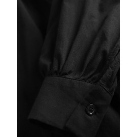 Women Plain Half Button Casual Long Sleeve Blouse Women Plain Half Button Casual Long Sleeve Blouse