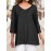 Women Plain Crew Neck Cotton Casual 3/4 Sleeve Blouse