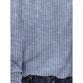 Women Striped Button Design Cotton Long Sleeve Blouse Women Striped Button Design Cotton Long Sleeve Blouse