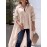 Women Solid Lapel High-Low Hem Long Sleeve Shirt
