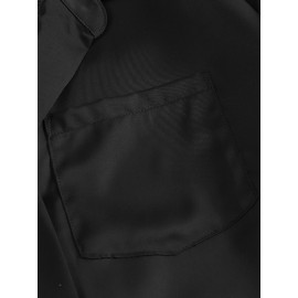 Women Solid Chest Pocket Button Up Long Sleeve Shirt Women Solid Chest Pocket Button Up Long Sleeve Shirt