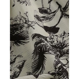 Women Allover Floral Plant Print Off Shoulder Long Sleeve Blouse Women Allover Floral Plant Print Off Shoulder Long Sleeve Blouse