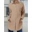 Women Solid Button Front High-Low Hem Long Sleeve Shirt
