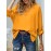 Women Lace Splice High-Low Hem Long Sleeve Blouse