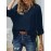 Women Lace Splice High-Low Hem Long Sleeve Blouse
