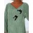 Women Cute Cat Print Wrap Design Cotton 3/4 Sleeve Blouse