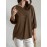 Women Solid V-Neck Knit Casual 3/4 Sleeve Blouse