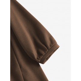 Women Solid V-Neck Knit Casual 3/4 Sleeve Blouse Women Solid V-Neck Knit Casual 3/4 Sleeve Blouse