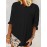 Women Solid Chest Pocket Irregular Hem Long Sleeve Shirt