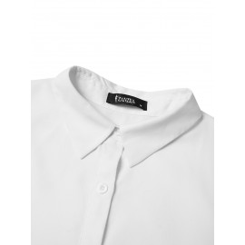 Women Solid Lapel Layered Irregular Hem Long Sleeve Shirt Women Solid Lapel Layered Irregular Hem Long Sleeve Shirt