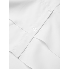 Women Solid Lapel Layered Irregular Hem Long Sleeve Shirt Women Solid Lapel Layered Irregular Hem Long Sleeve Shirt