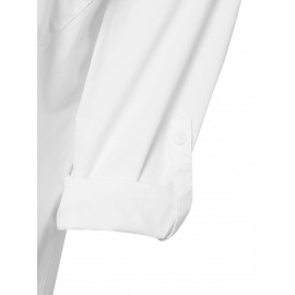 Women Solid Lapel Layered Irregular Hem Long Sleeve Shirt Women Solid Lapel Layered Irregular Hem Long Sleeve Shirt