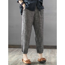 Vintage Striped Pockets Cotton Harem Pants Vintage Striped Pockets Cotton Harem Pants