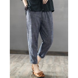 Vintage Striped Pockets Cotton Harem Pants Vintage Striped Pockets Cotton Harem Pants