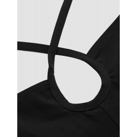 Solid Knotted Hollow-out Flared Pants