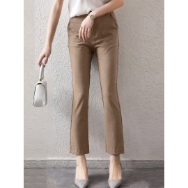Solid Zip Front Casual Pants For Women Solid Zip Front Casual Pants For Women