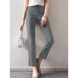 Solid Zip Front Casual Pants For Women Solid Zip Front Casual Pants For Women