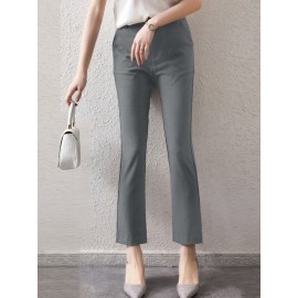 Solid Zip Front Casual Pants For Women Solid Zip Front Casual Pants For Women