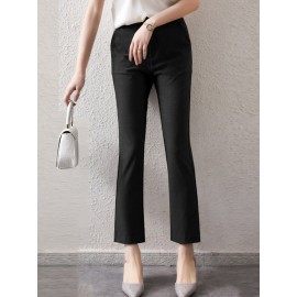 Solid Zip Front Casual Pants For Women Solid Zip Front Casual Pants For Women