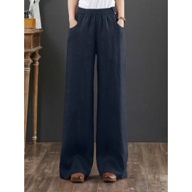 Solid Pocket Straight Leg Pants For Women Solid Pocket Straight Leg Pants For Women