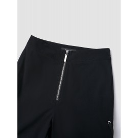 Solid Two Sides Lace Up Hollow Zip Front Pants Solid Two Sides Lace Up Hollow Zip Front Pants