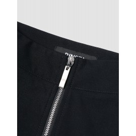 Solid Two Sides Lace Up Hollow Zip Front Pants Solid Two Sides Lace Up Hollow Zip Front Pants