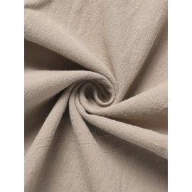 Women Solid Drawstring Waist Cotton Casual Straight Pants