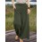 Women Solid Color Cotton Casual Wide Leg Pants