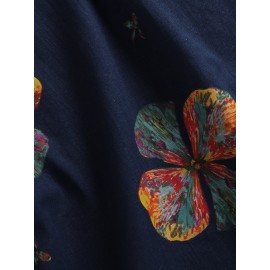 Women Colorful Floral Print Irregular Cuff Cropped Pants Women Colorful Floral Print Irregular Cuff Cropped Pants