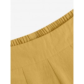 Women Plain Casual Cotton Wide Leg Pants With Pocket Women Plain Casual Cotton Wide Leg Pants With Pocket