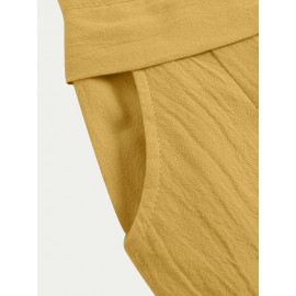 Women Plain Casual Cotton Wide Leg Pants With Pocket Women Plain Casual Cotton Wide Leg Pants With Pocket