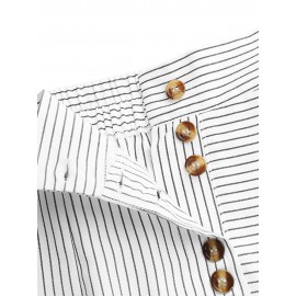 Striped Print Button Culottes For Women Striped Print Button Culottes For Women