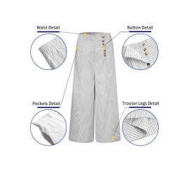Striped Print Button Culottes For Women Striped Print Button Culottes For Women