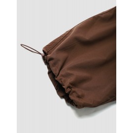 Women Solid Loose Drawstring Casual Cargo Pants