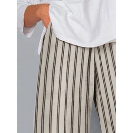Women Striped Irregular Cuff Casual Cropped Pants