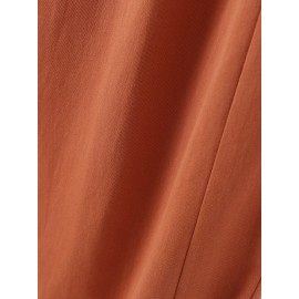 Women Solid High Waist Button Hem Casual Pants