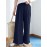 Solid Elastic Waist Back Pocket Wide Leg Casual Pants