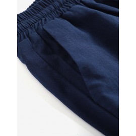 Leisure Solid Drawstring Pocket Cotton Pants Leisure Solid Drawstring Pocket Cotton Pants