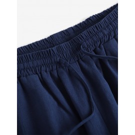 Leisure Solid Drawstring Pocket Cotton Pants Leisure Solid Drawstring Pocket Cotton Pants