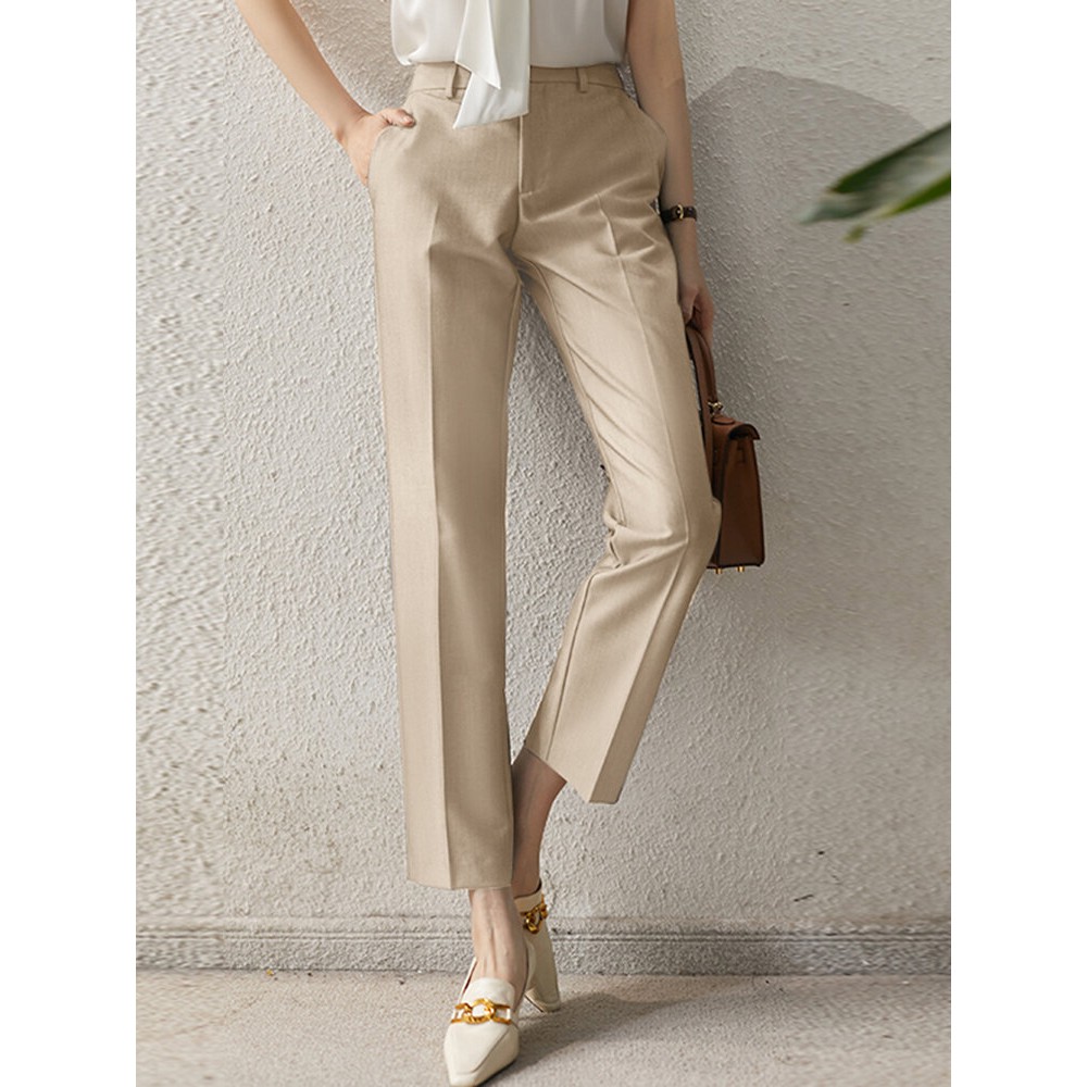 Solid Pocket Tailored Pants For Women Solid Pocket Tailored Pants For Women