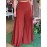 Women Solid Side Button Design Casual Wide Leg Pants