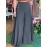 Women Solid Side Button Design Casual Wide Leg Pants