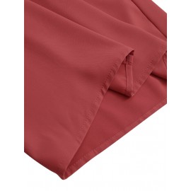 Women Solid Side Button Design Casual Wide Leg Pants