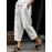 Women Solid Button Design Cotton Casual Cropped Pants