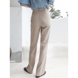 Solid Pocket Zip Front Tailored Pants For Women Solid Pocket Zip Front Tailored Pants For Women