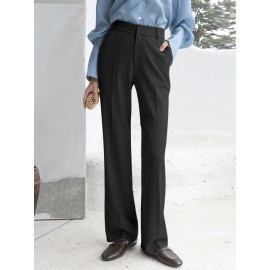 Solid Pocket Zip Front Tailored Pants For Women Solid Pocket Zip Front Tailored Pants For Women